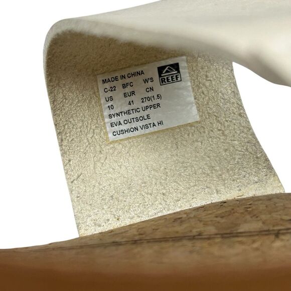 Reef Womens Cushion Vista Hi Ivory Faux Leather Wedge Slide Sandals Size 10 - Picture 6 of 6